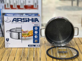 ماهیتابه استیل لیزری دو دسته عرشیا بههمراه درب شیشهای ۳۰ سانتیمتر مدل SS050-3342